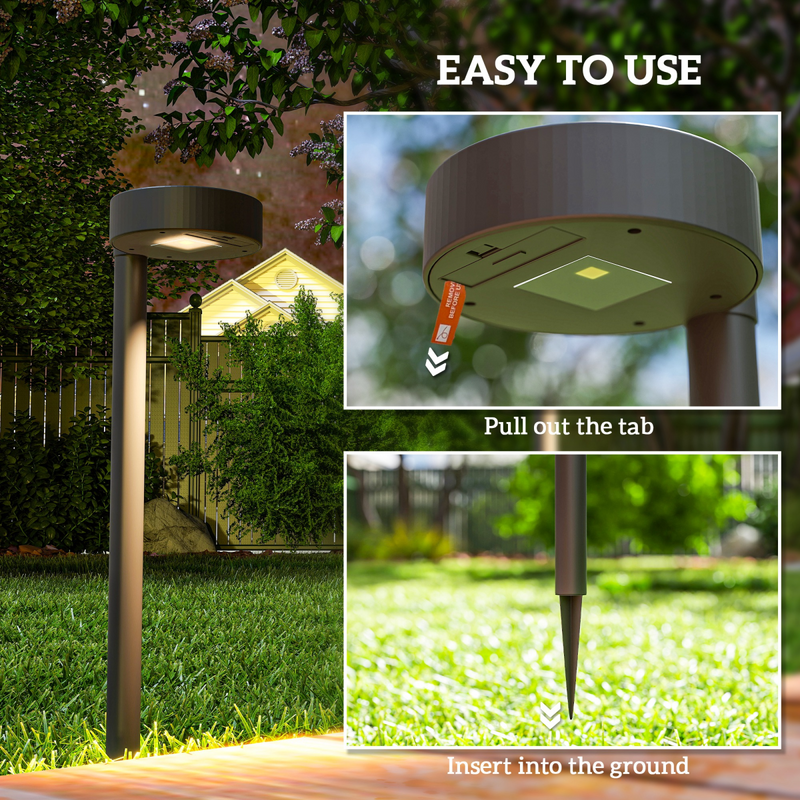 Outsunny Solar Stake Lights 8 Pack, IP44 Pathway Lighting, Auto On/Off LED