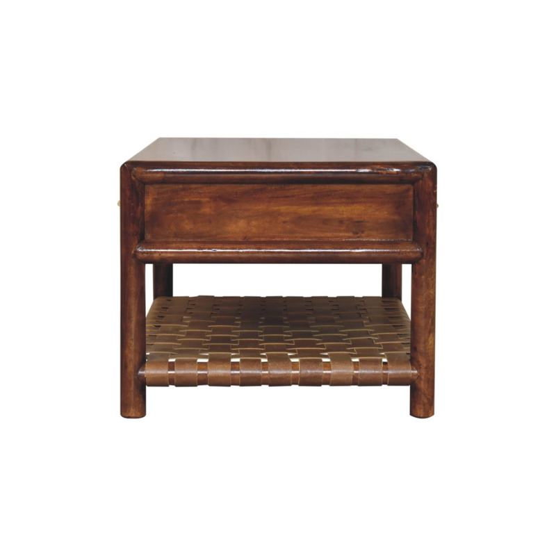 Artisan Furniture Solid Wood Regency Woven Console Table with 4 drawers, 1 Shelf, Dark Brown