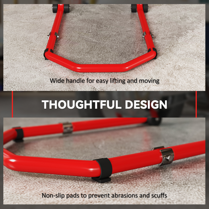 HOMCOM Motorcycle Stand, 390 kg Front/Rear Paddock Stand, Red