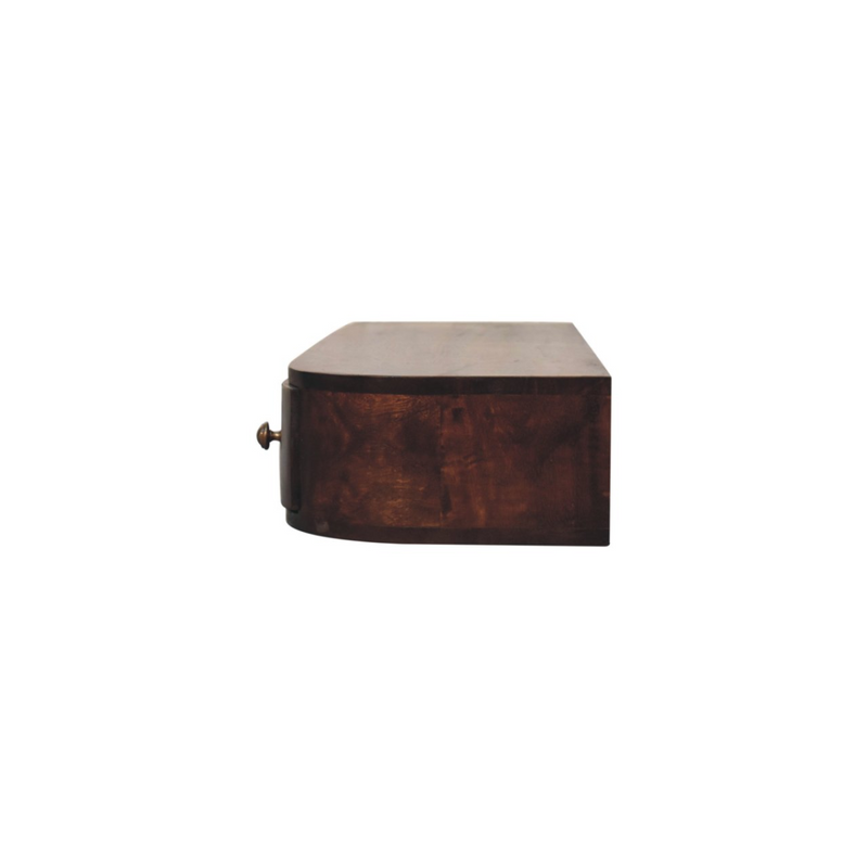 Artisan Furniture Solid Wood Lunar Wall Mounted Chestnut Console, 2 Drawers, Open Slot