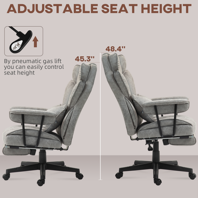 HOMCOM Office Chair, Ergonomic Desk Chair with Foot Rest, Grey