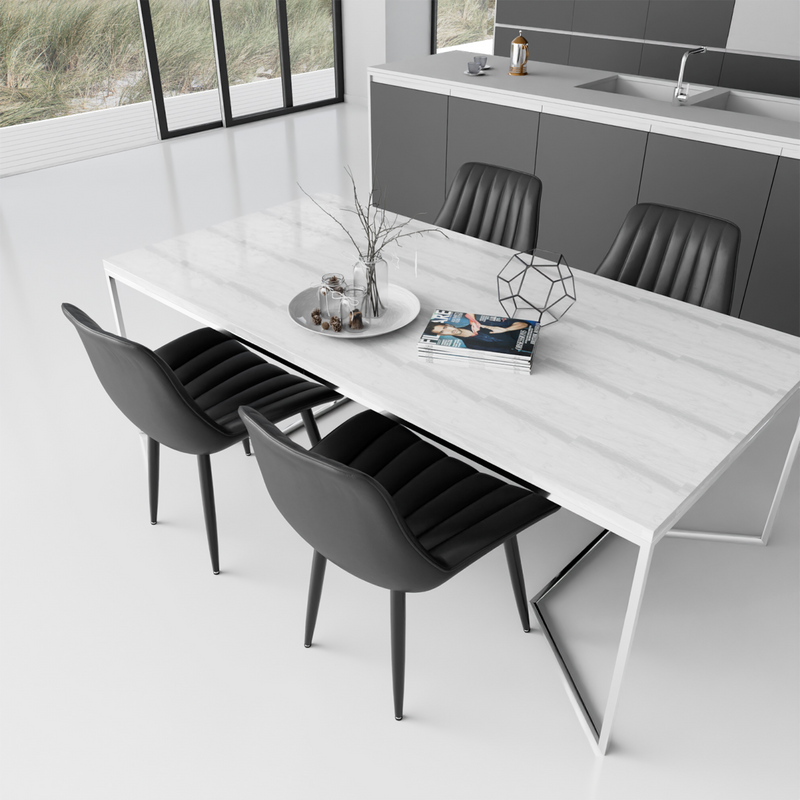 Dining Chairs, Modern Kitchen Chair, Scandinavian Faux Leather Chair with High Back for Living Room Kitchen