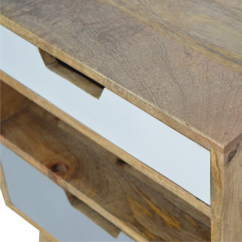 Artisan Furniture Solid Wood Grey and White Cut-out Bedside