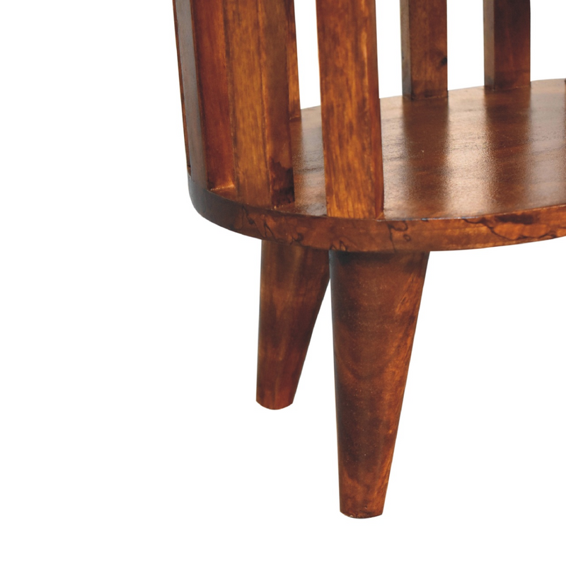 Artisan Furniture Solid Wood Ariella Double Shelf Chestnut Bedside, Brown, 2 Shelves