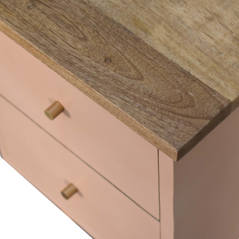 Artisan Furniture Solid Wood Blush Pink Hand Painted Bedside