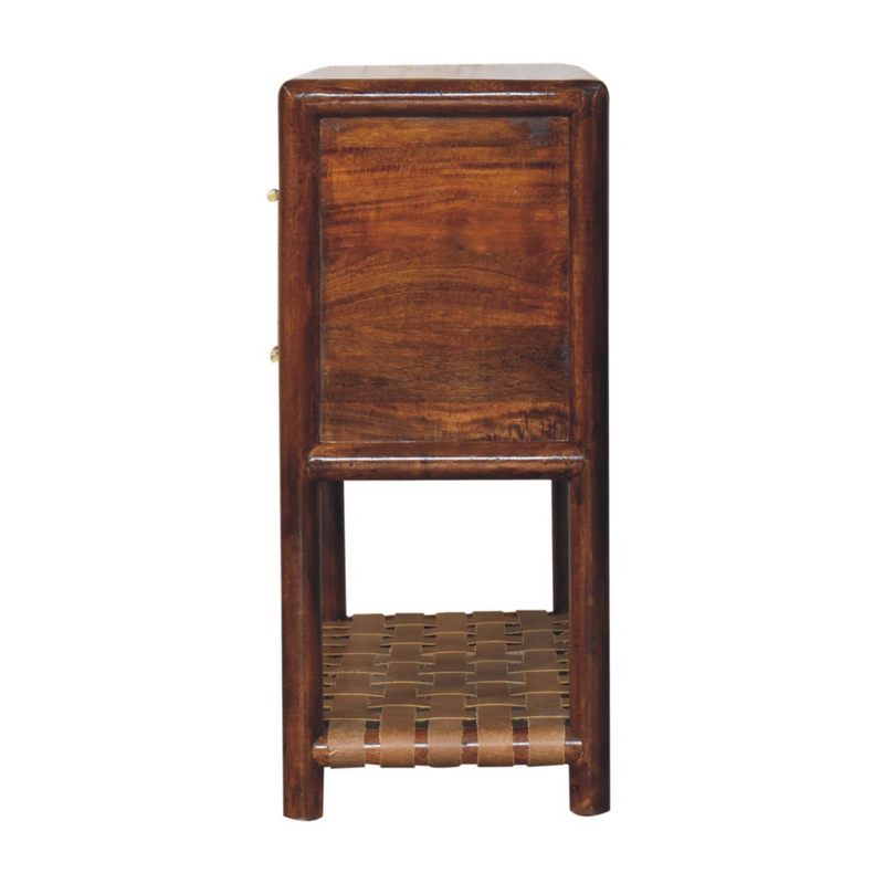 Artisan Furniture Solid Wood Regency Woven 2-Drawer Nightstand, 1 Shelf, Dark Brown