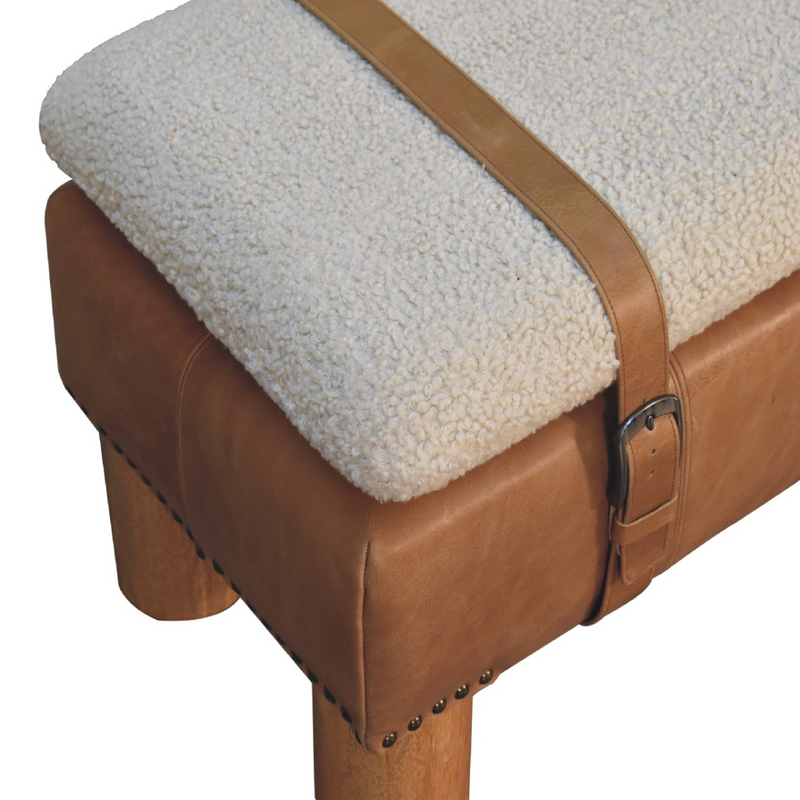 Artisan Furniture Solid Wood Strapped Cyclinder Bench
