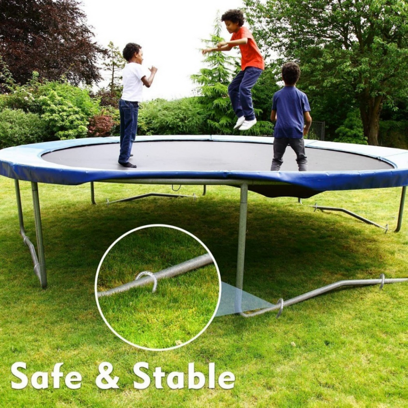 8PCS Heavy Duty Trampoline J-Shaped Metal Wind Stakes Pegs Tent Ground Anchor-
