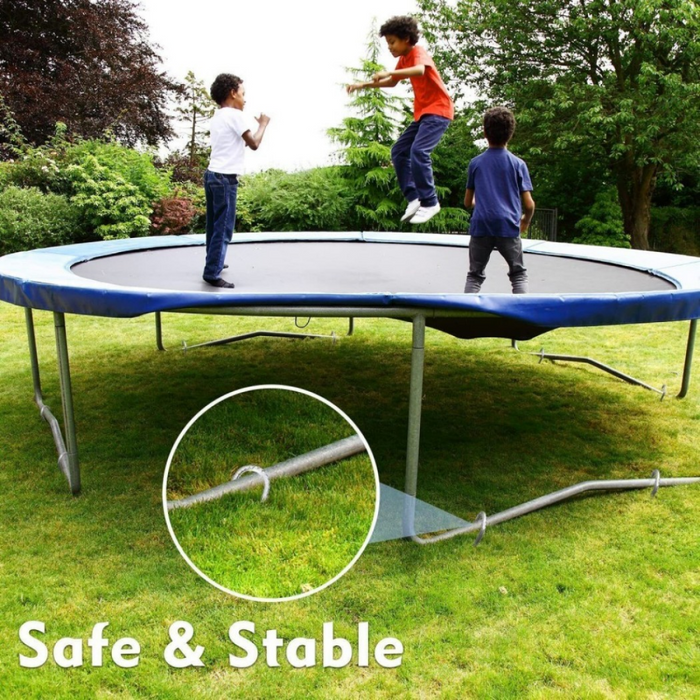 8PCS Heavy Duty Trampoline J-Shaped Metal Wind Stakes Pegs Tent Ground Anchor-