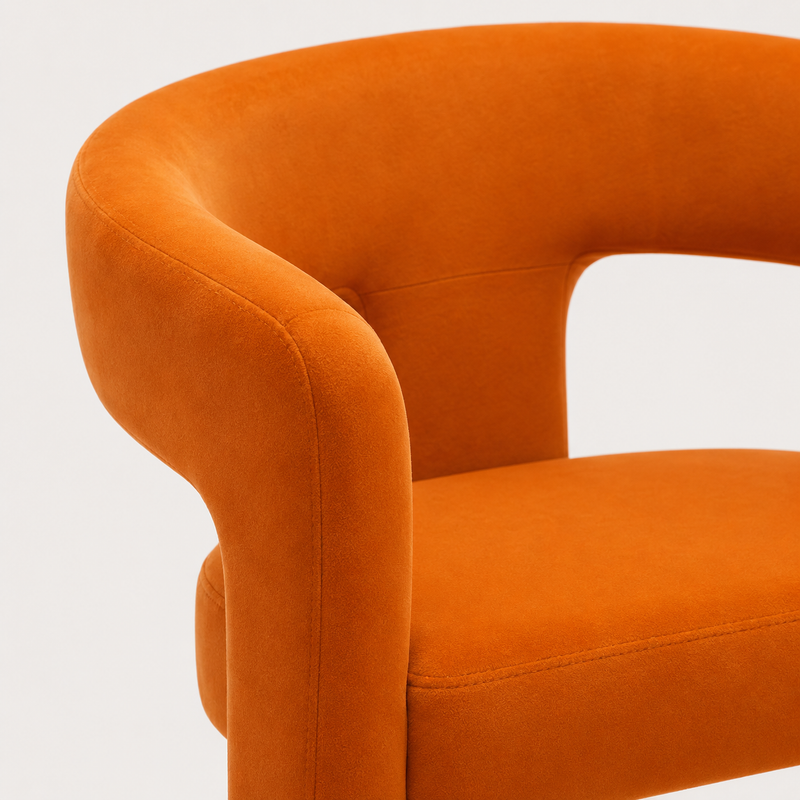 Nordic Ember Orange Upholstered Accent Chair
