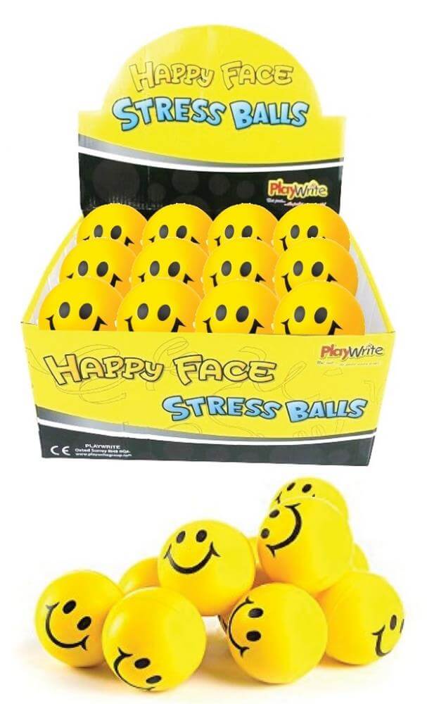 Bright Yellow Happy Smiley Face 65mm Squishy Stress Ball