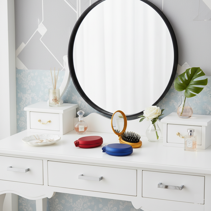 Mini Hair Brush with Mirror (set of 3)