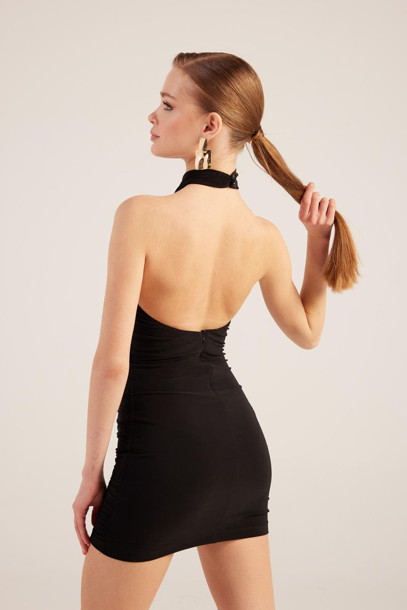 Rachel Black Halter Neck Mini Dress