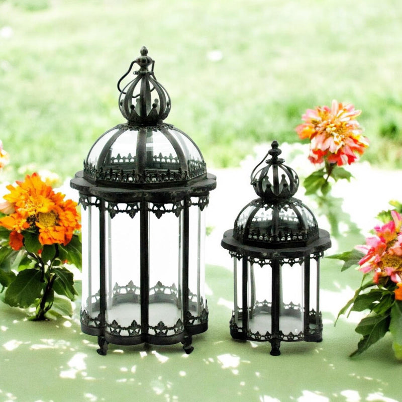 65/45CM GREEN SET 2 METAL GARDEN LANTERNS