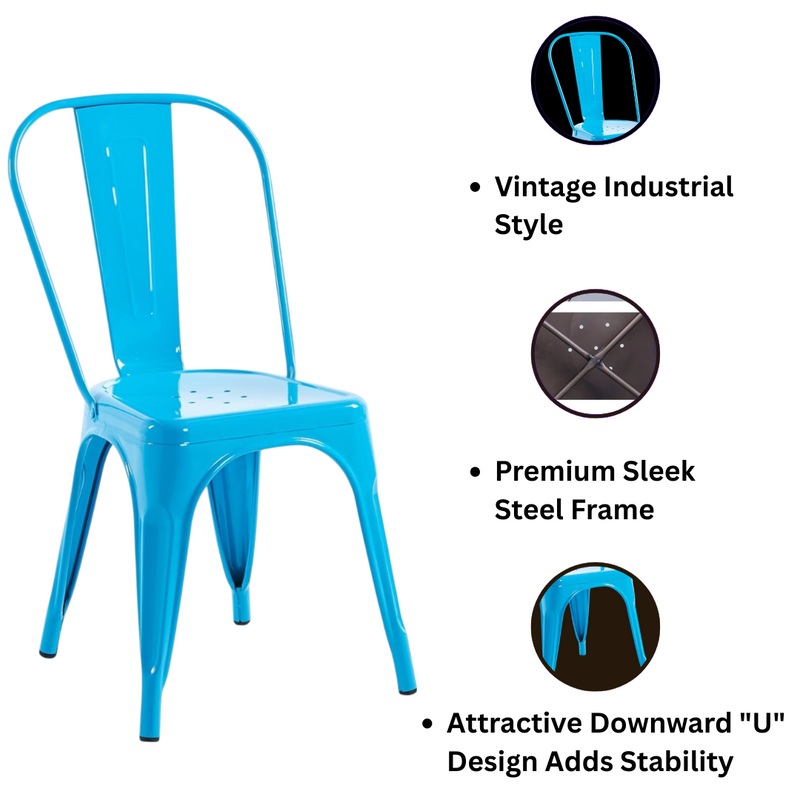 Dining Chair - Metal - L43 x W43 x H83 cm - Blue
