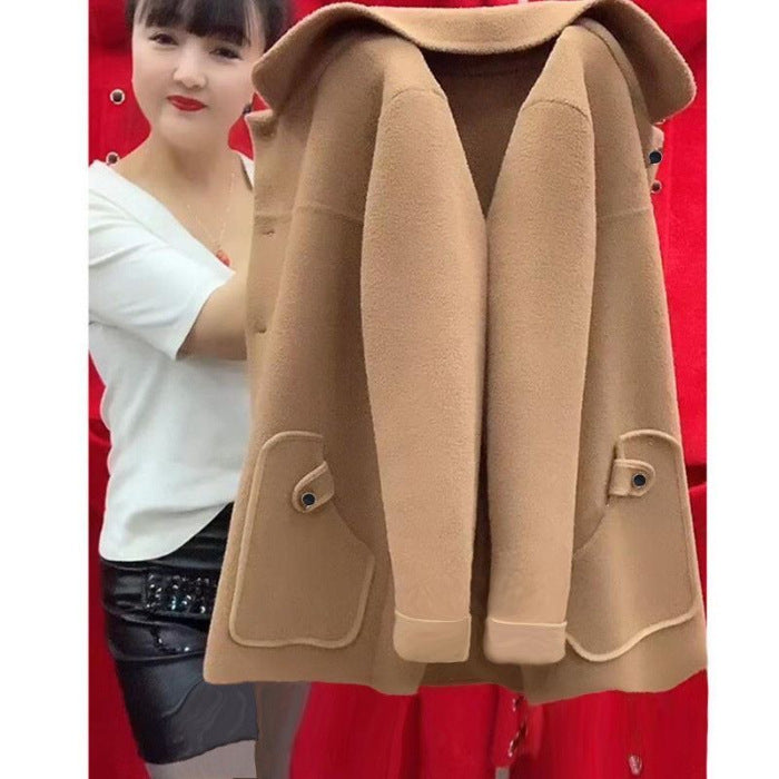 Premium Woolen Coat - Women's Loose Fit Short Jacket