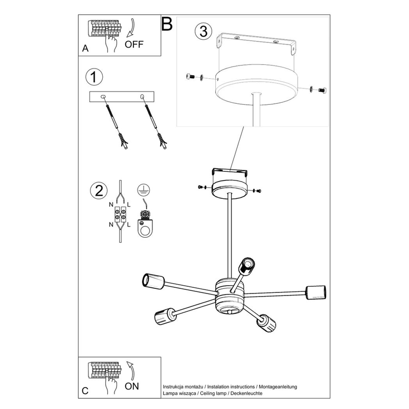 Chandelier steel Lango modern Design E27