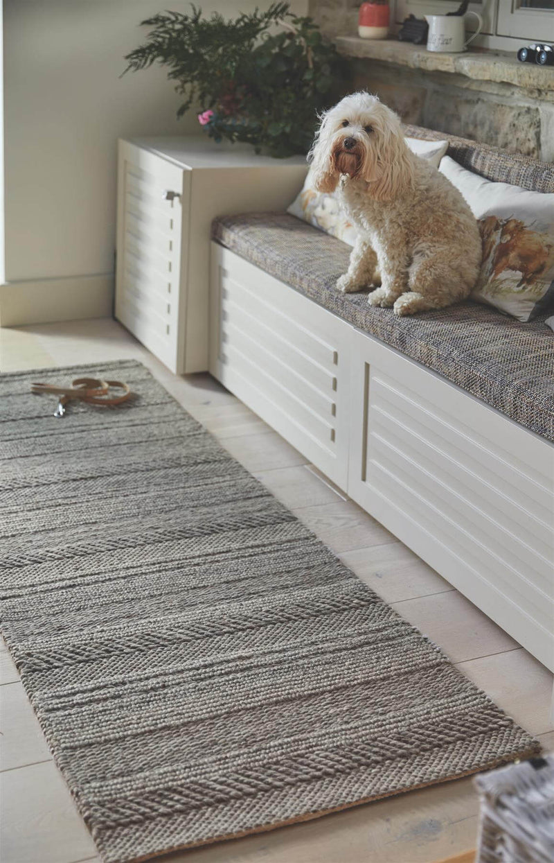 Chunky Natural/Grey Knitted Rug