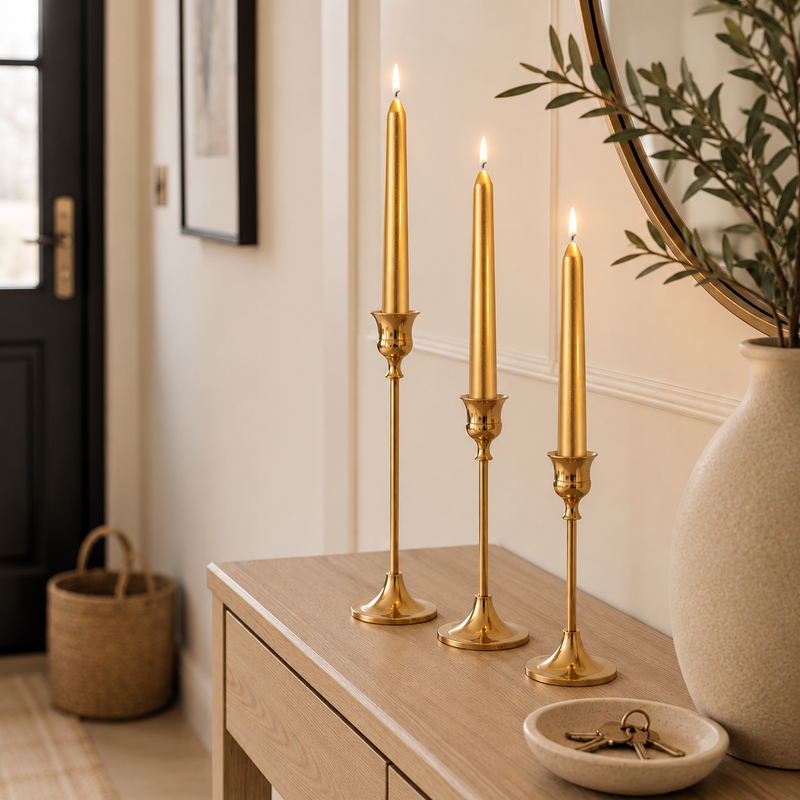Set of 4 Gold Taper Candles