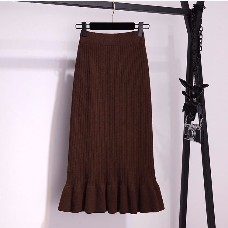New Slim-fit And Slimming Lace-hem Knitted Skirt