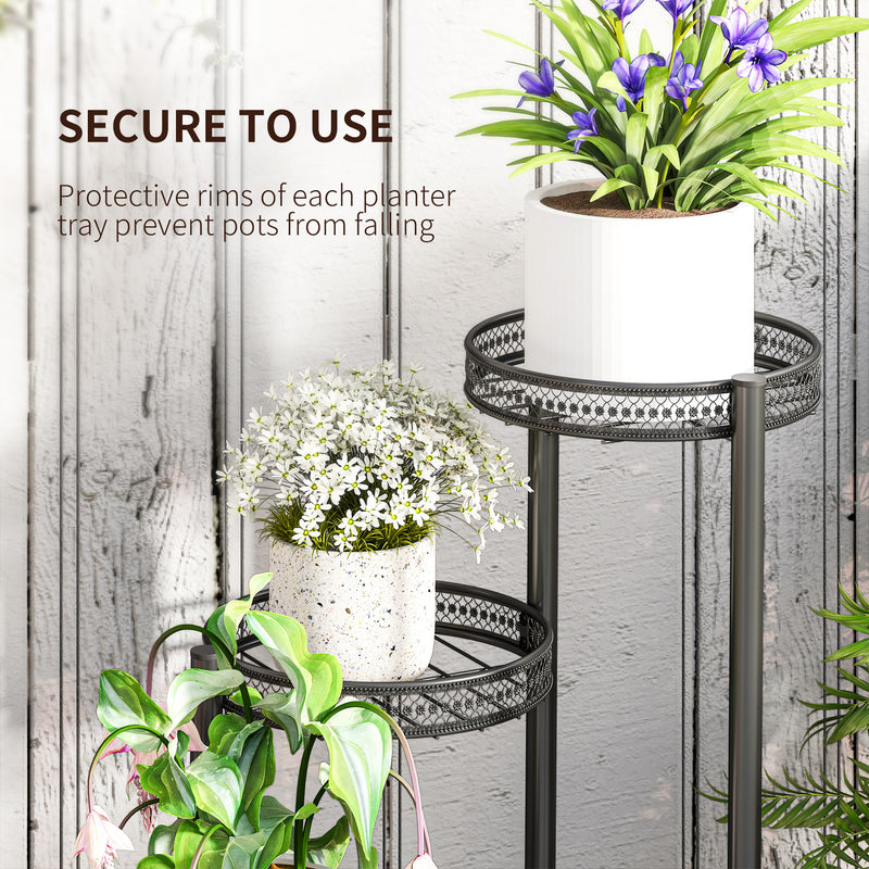 Outsunny 4 Tiered Plant Pot Stand, Metal Plant Shelf for Living Room