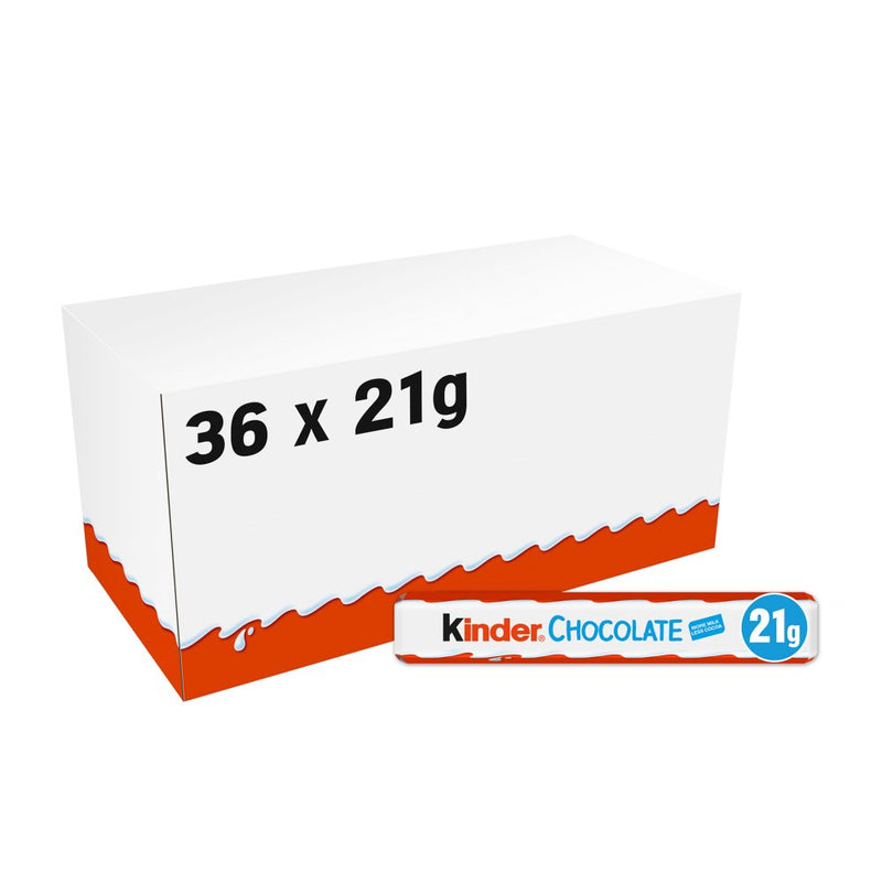 36 x Kinder Chocolate Single Medium Bar 21G