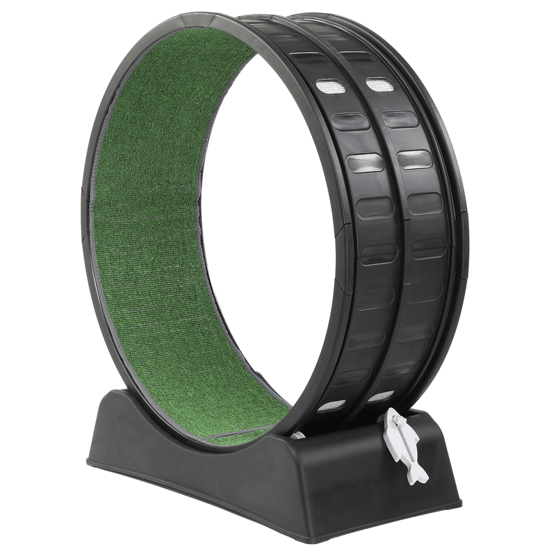 80*34*86CM Black PP track connector assembly, round shape with green carpet + 1 cat teaser stick, 15kg cat treadmill - InStock