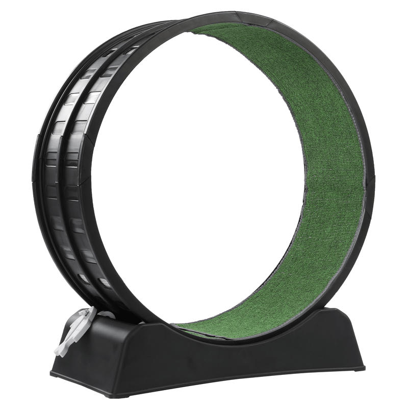 80*34*86CM Black PP track connector assembly, round shape with green carpet + 1 cat teaser stick, 15kg cat treadmill - InStock