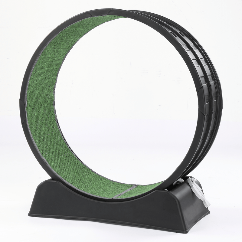 80*34*86CM Black PP track connector assembly, round shape with green carpet + 1 cat teaser stick, 15kg cat treadmill - InStock