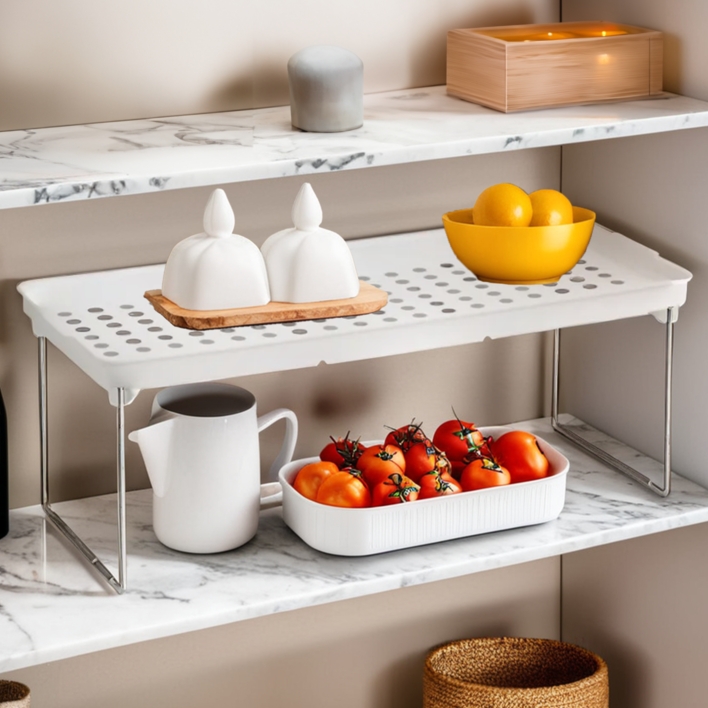 Set of 2 White and Grey Foldable Cabinet Racks | Romm