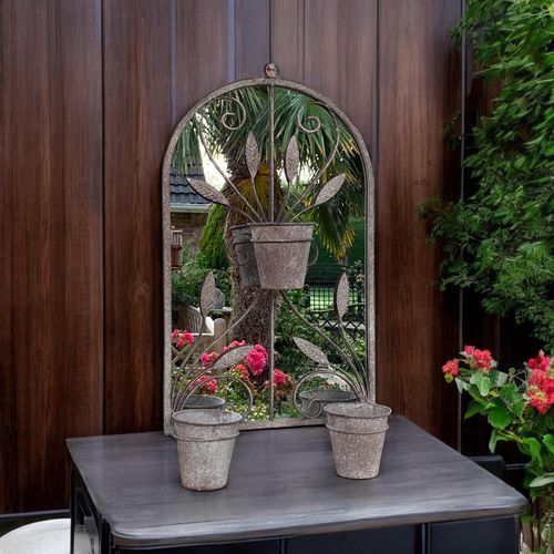 80CM WALL MIRROR WITH TRIPLE PLANTER - InStock