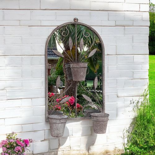 80CM WALL MIRROR WITH TRIPLE PLANTER - InStock