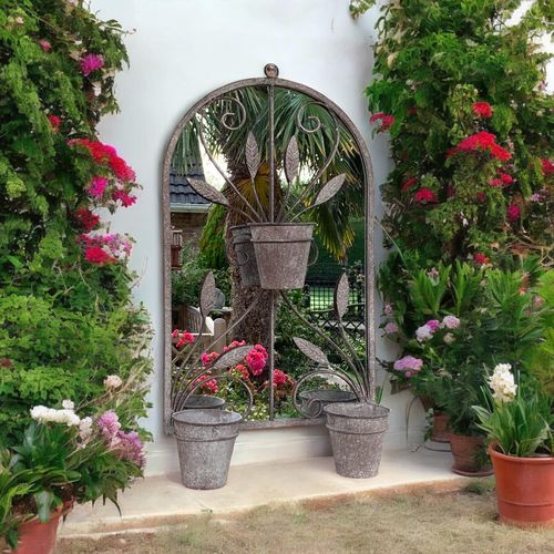 80CM WALL MIRROR WITH TRIPLE PLANTER - InStock