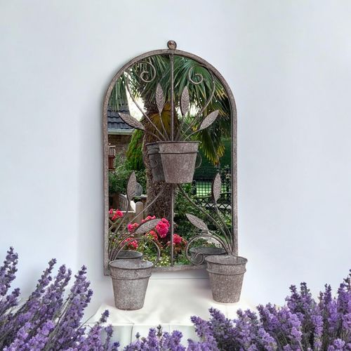 80CM WALL MIRROR WITH TRIPLE PLANTER - InStock