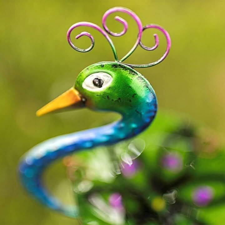 Metal Peacock Garden Bird Bath & Feeder with Ground Stake 80cm