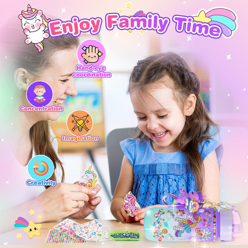 Decorate Your Own Unicorn Water Bottle – Craft Kit for Girls Ages 5–12 with Gem Stickers, Unicorn Pendant & 600ml Bottle – Birthday Gift Idea