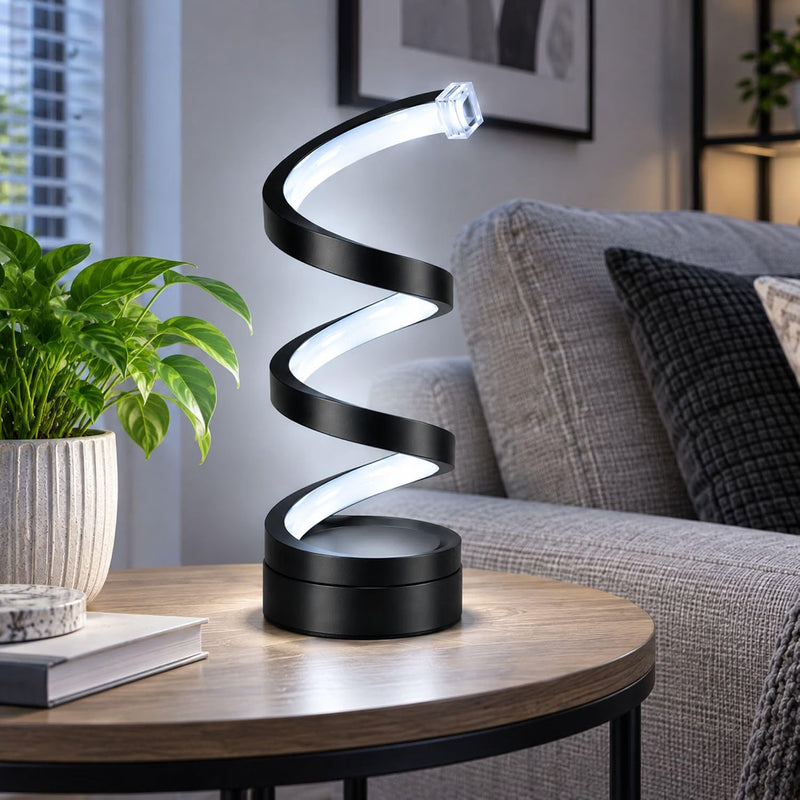 Black Spiral LED Table Lamp