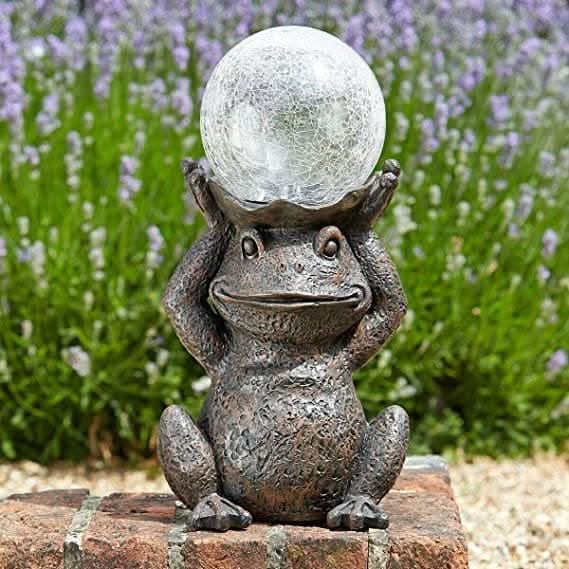 Decorative LED Solar Frog Statue Garden Ornament LED