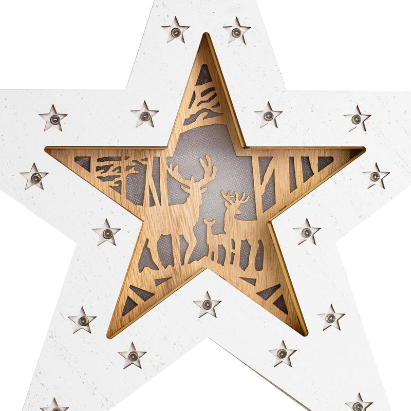 Wooden Double Layer Detachable LED Star Decoration