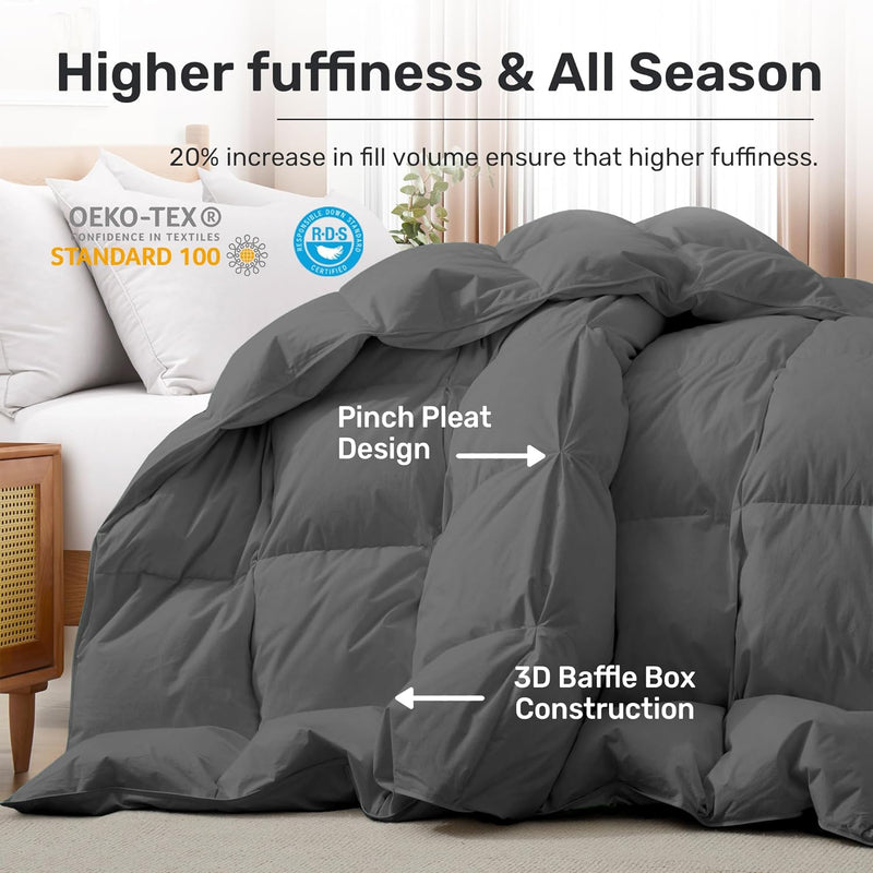 Single Duvet 10.5 Tog Goose Down Feather 135x200 Cotton Washable Deodar