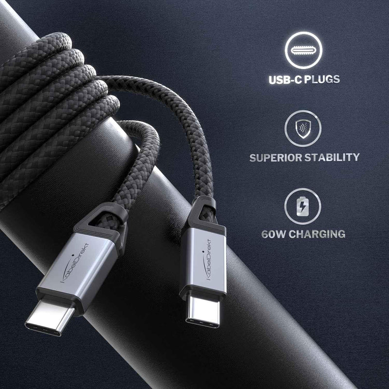 USB C Cable for Fast Charging - Break-Resistant Metal Plugs + Nylon Braiding 1.5m
