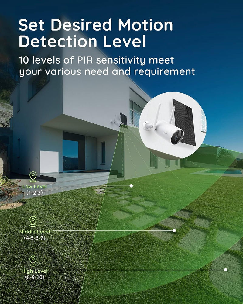 Peasec 1080P Solar Wireless Security Camera – Outdoor, Rechargeable, Night Vision, IP65