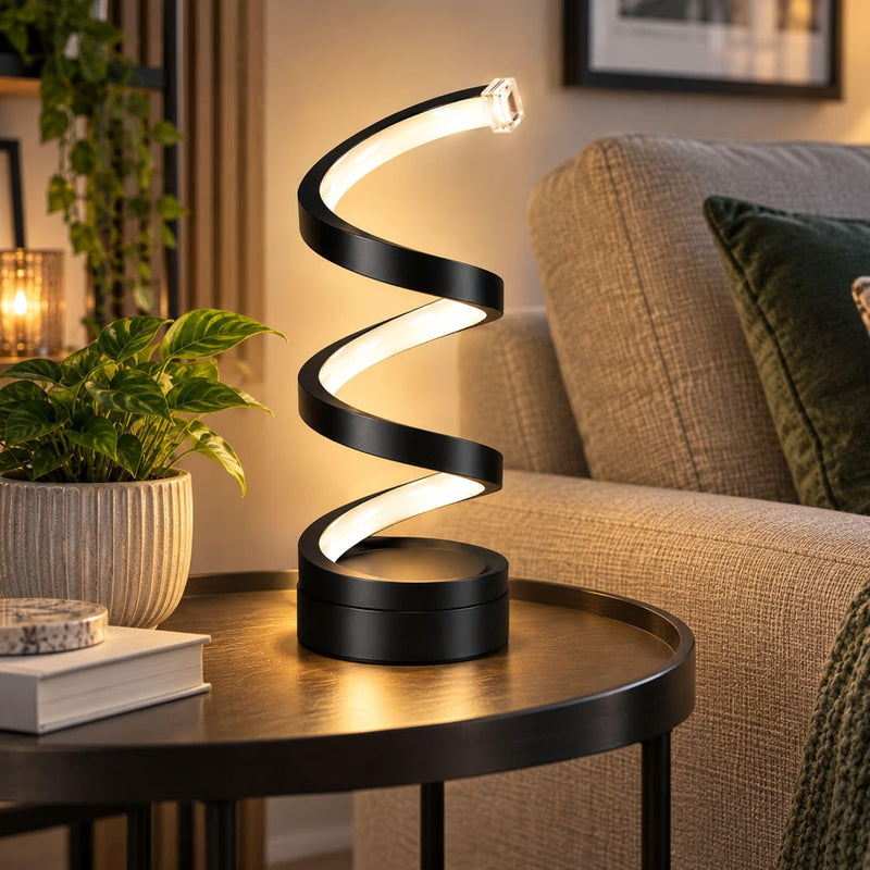 Black Spiral LED Table Lamp