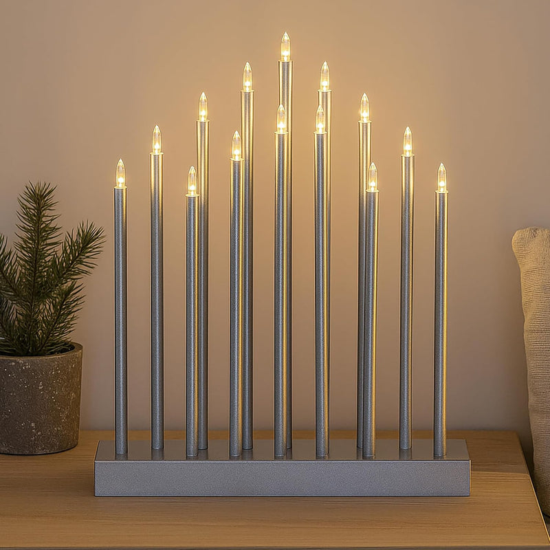 Silver Christmas LED Candle Bridge