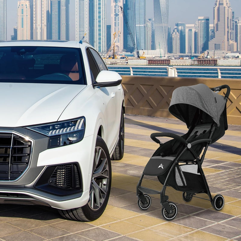Alivio Lightweight Pushchair, Folding Baby Stroller 0-3 Years, Toddlers Travel Stroller with Mosquito Nets, Shoulder Strap, Anti-Friction & Wheels (Grey)