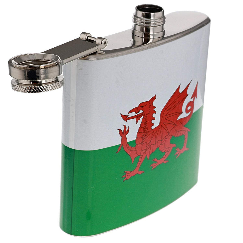 5oz Stainless Steel Hip Flask - Welsh Flag
