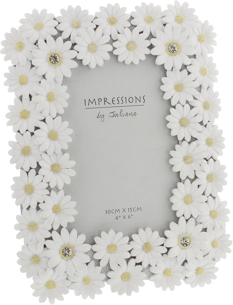 Daisy White Resin Photo Frame 4" x 6"
