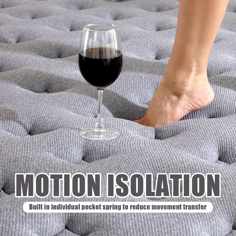 Vantto Memory Foam Hybrid Mattress, 10 Inch, Breathable Fabric Cover