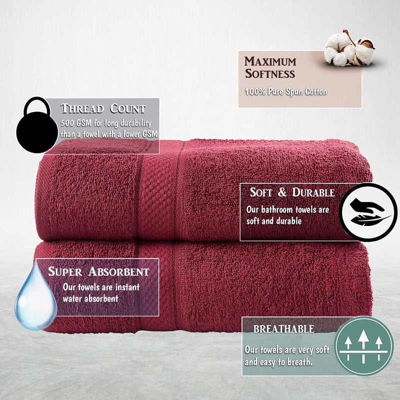 Todd Linens Extra Large Bath Sheet Towels – 2-Piece Bale Set, 90 × 180cm, Pure Cotton