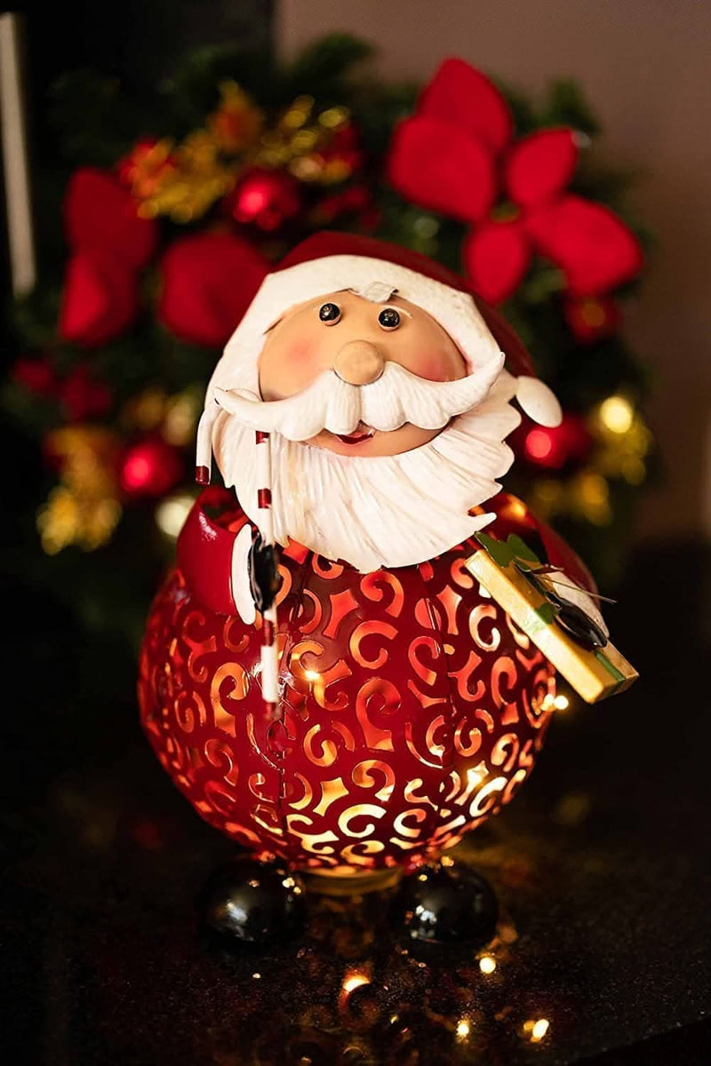 Filigree Santa Claus Light Up LED Ornament
